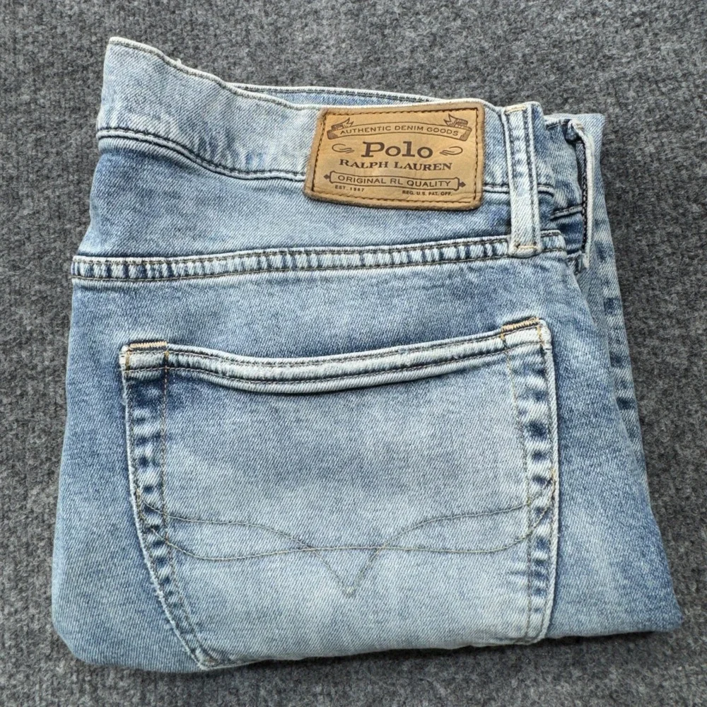 Polo Ralph Lauren Jeans Mens 33x30 Blue Varick Slim Straight Light Wash Stretch